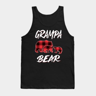 Grampa Bear Red Plaid Christmas Pajama Matching Family Gift Tank Top